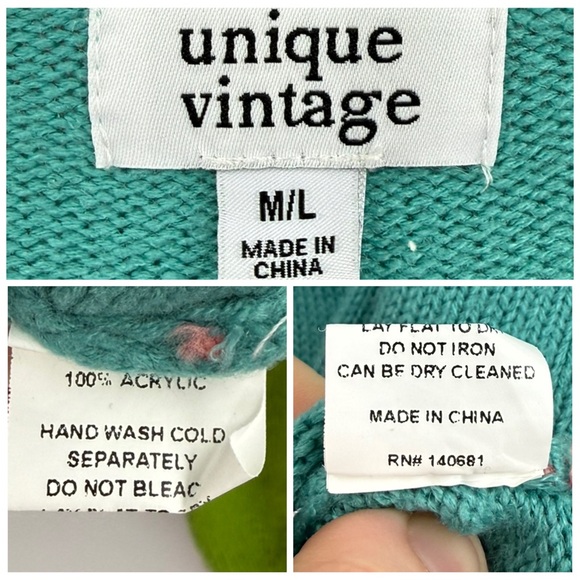 Unique Vintage Frog Embroidered Colorblock Cardigan Sweater in Multi | M/L - Picture 6 of 6